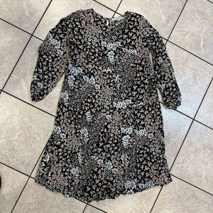 Loft Floral Black Women’s Dress Size Small Petite